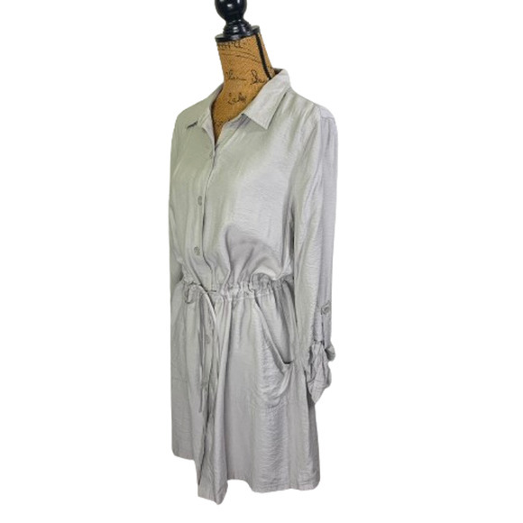 CHICO'S Light Gray Long Sleeve Blouson Shirt Dress‎ - Picture 10 of 15